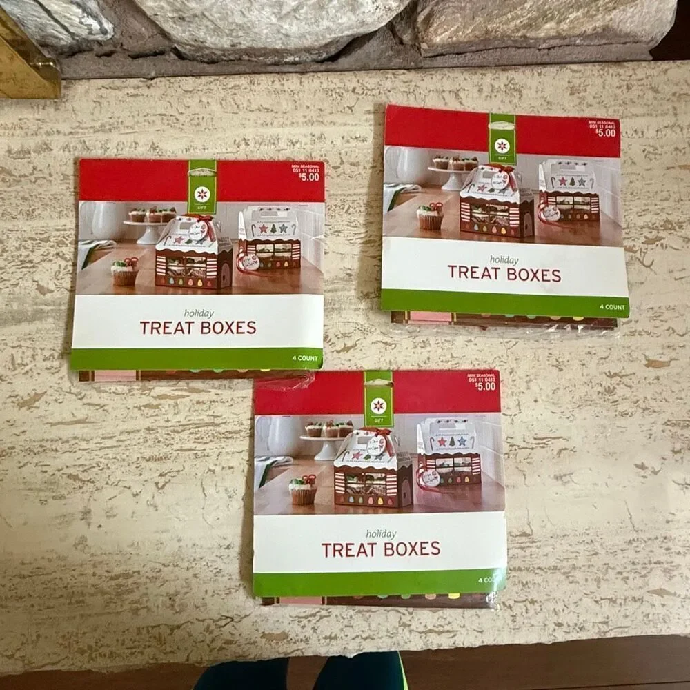 Set of three target gingerbread cardboard treat boxes
